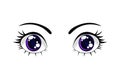 Colorful Cartoon Funny Purple Eyes. Vector Isolated illustration on white background Royalty Free Stock Photo
